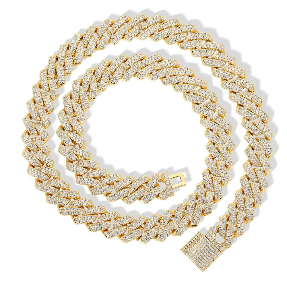 DatNewDrip gold Cuban link chain with pave stones and box clasp pairing option iced out lion head pendant
