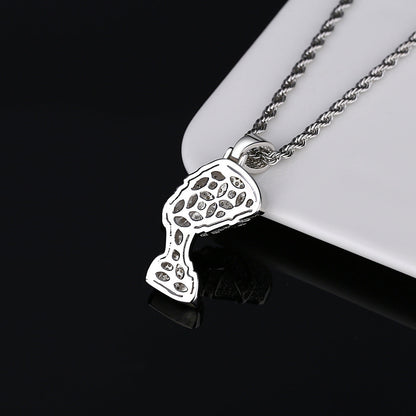 DatNewDrip iced out Egyptian goddess pendant silver rope chain detailed cutout design
