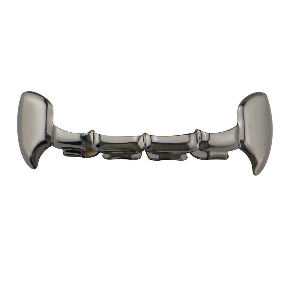 DatNewDrip gunmetal plated fang grillz for teeth upper dental caps stylish vampire look