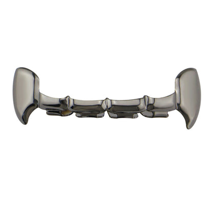 DatNewDrip gunmetal plated fang grillz for teeth upper dental caps stylish vampire look