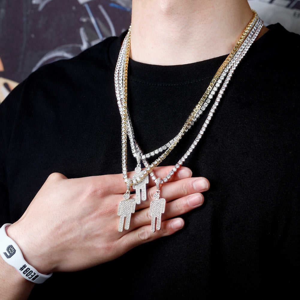 DatNewDrip iced out Billie pendant layered stone encrusted pendants on silver and gold chains
