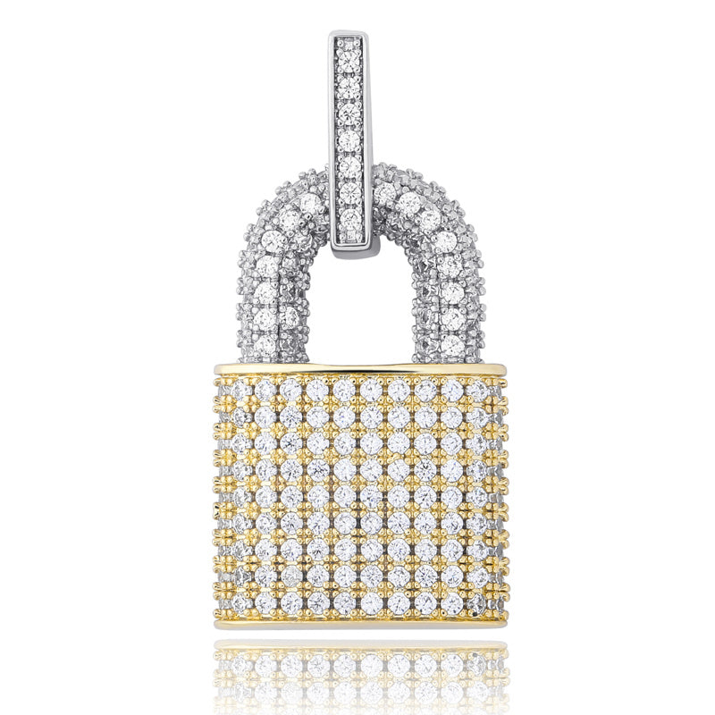 DatNewDrip iced out lock pendant gold and silver pave diamond padlock with bail for chains