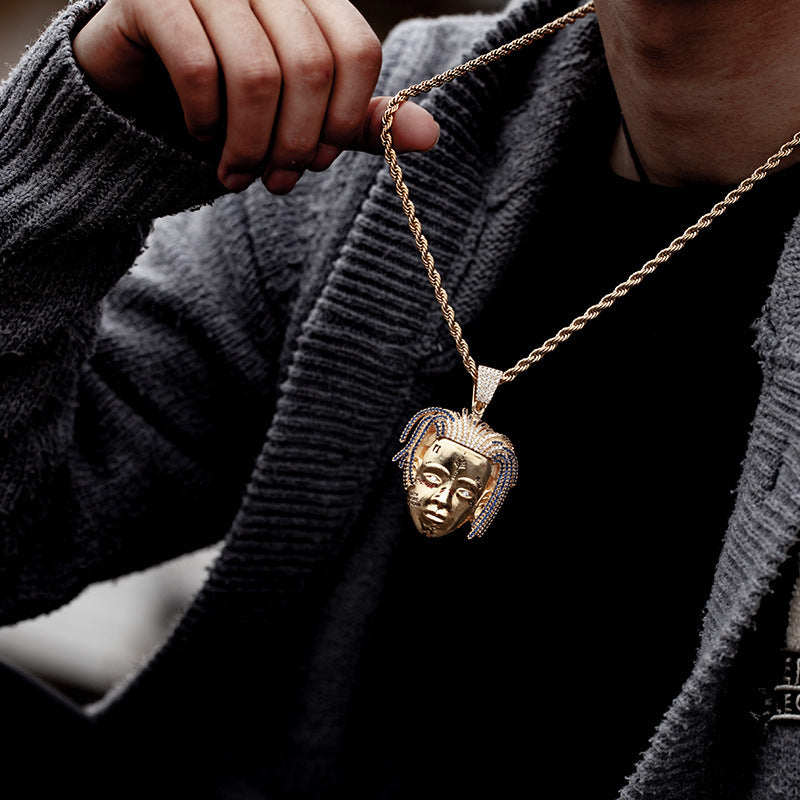 DATNEWDRIP XXXTentacion Face Pendant Silver with Blue Stones - DATNEWDRIP