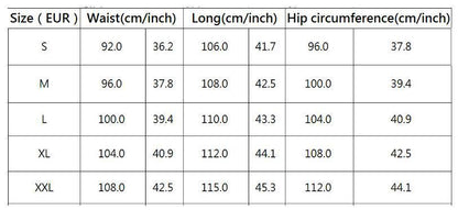 Size chart for XXXTENTACION hip-hop hoodie and sweatpants showing waist, length, and hip measurements in cm and inches